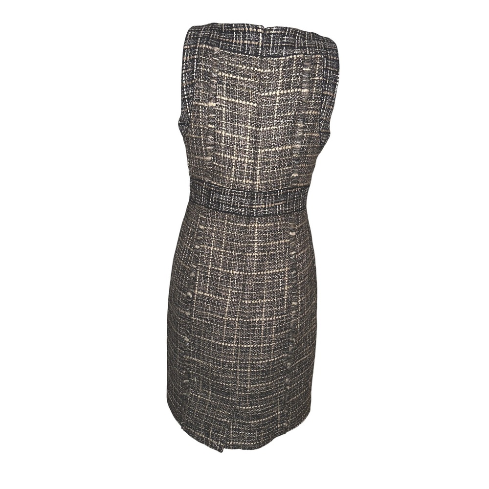 R1 J.Crew Pepper Tweed Sheath Dress Size 8 Black Tan Career Work Classic - Picture 7 of 9